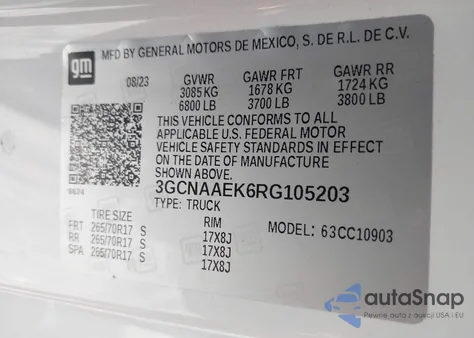 2024 Chevrolet Silverado 1500 2Wd Long Bed Wt from USA, damaged, VIN 3GCNAAEK6RG105203